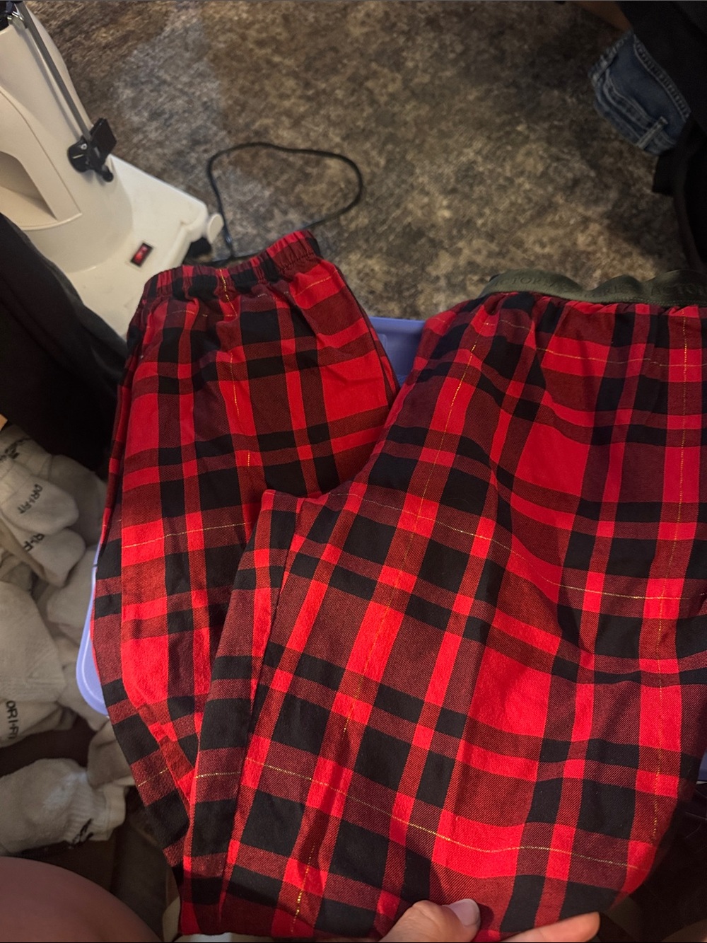 Victoria's Secret Red and Black Plaid women Sweatpants #203